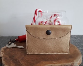 Gold leather card holder