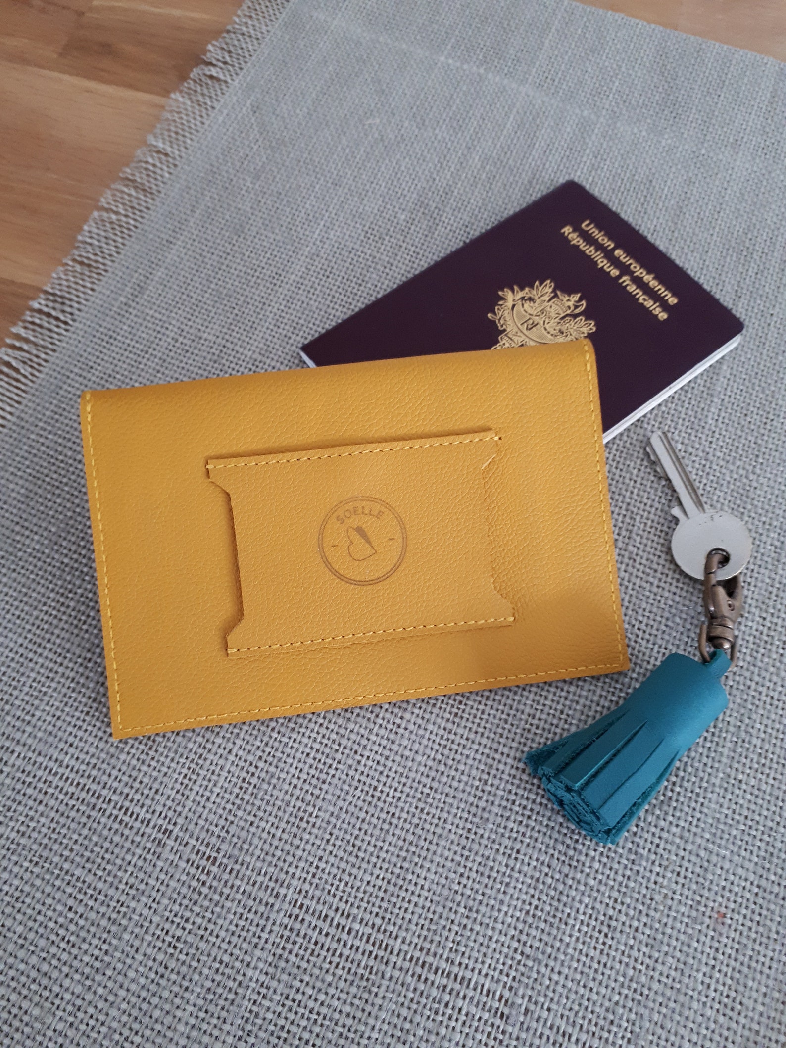 Mustard Yellow Leather Passport Holder Etsy