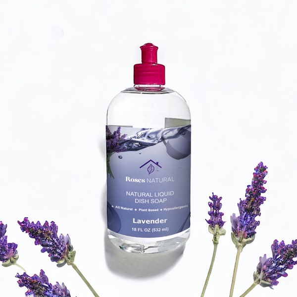 Lavender Dish Soap, Pure Natural Dish Soap, Organic Home Cleaner, Vegan Dish Soap, Chemical-Free Dish Soap