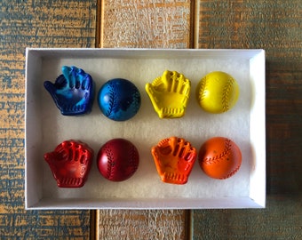 recycled crayons Baseball Glove Crayons set of 20 party favors