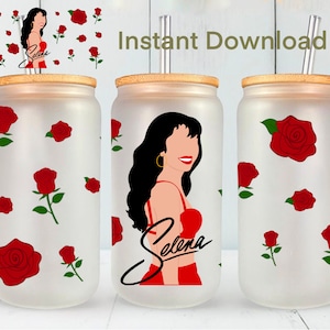 SELENA Glass Cup Wrap PNG File - DOWNLOAD Only File. Selena Quintanilla mug, cup, tumbler wrap