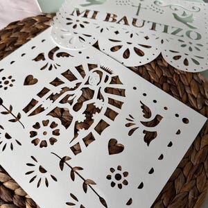 BAUTIZO Papel Picado Dekor/Banner - Virgen de Guadalupe - Dopfestdekor PNG-FIL - Endast nedladdning bild 3