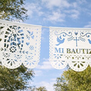 BAUTIZO Papel Picado Dekor/Banner - Virgen de Guadalupe - Dopfestdekor PNG-FIL - Endast nedladdning bild 2