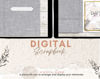 Grijs digitaal plakboek | Gelinkt album met stickers (digitale download)