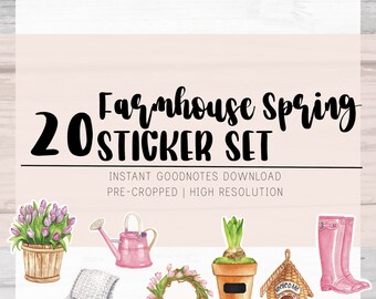 Boerderij lente digitale stickers, planner plakboek (Goodnotes, png) (digitale download)