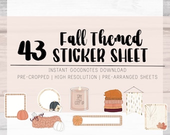 Herfstplannerstickers, 43-delig voorgesneden, Goodnotes, png (digitale download)