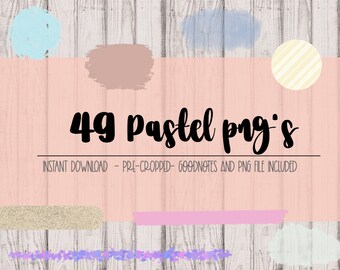49 decoratieve pastel PNG sticker vel