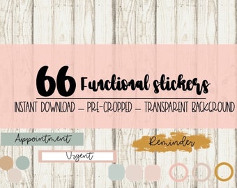 66 functionele pastel en aarde gekleurde planner sticker pack