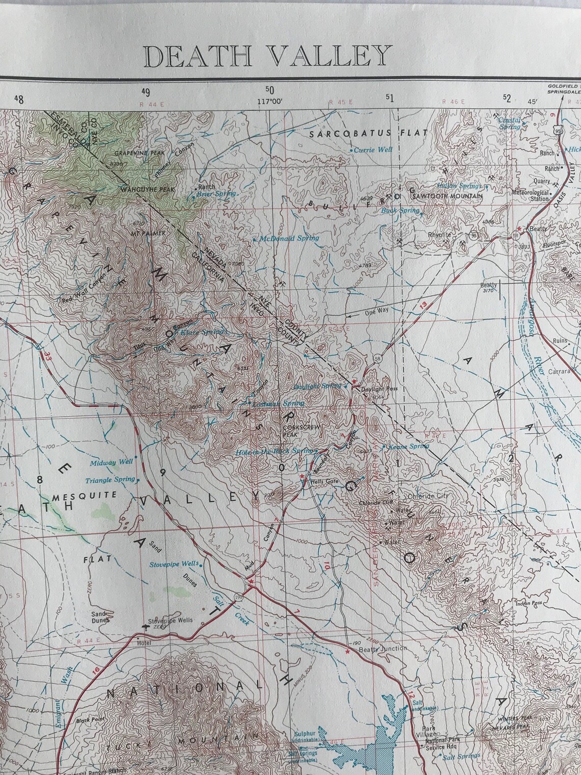 Vintage Death Valley USGS Topo Map Etsy