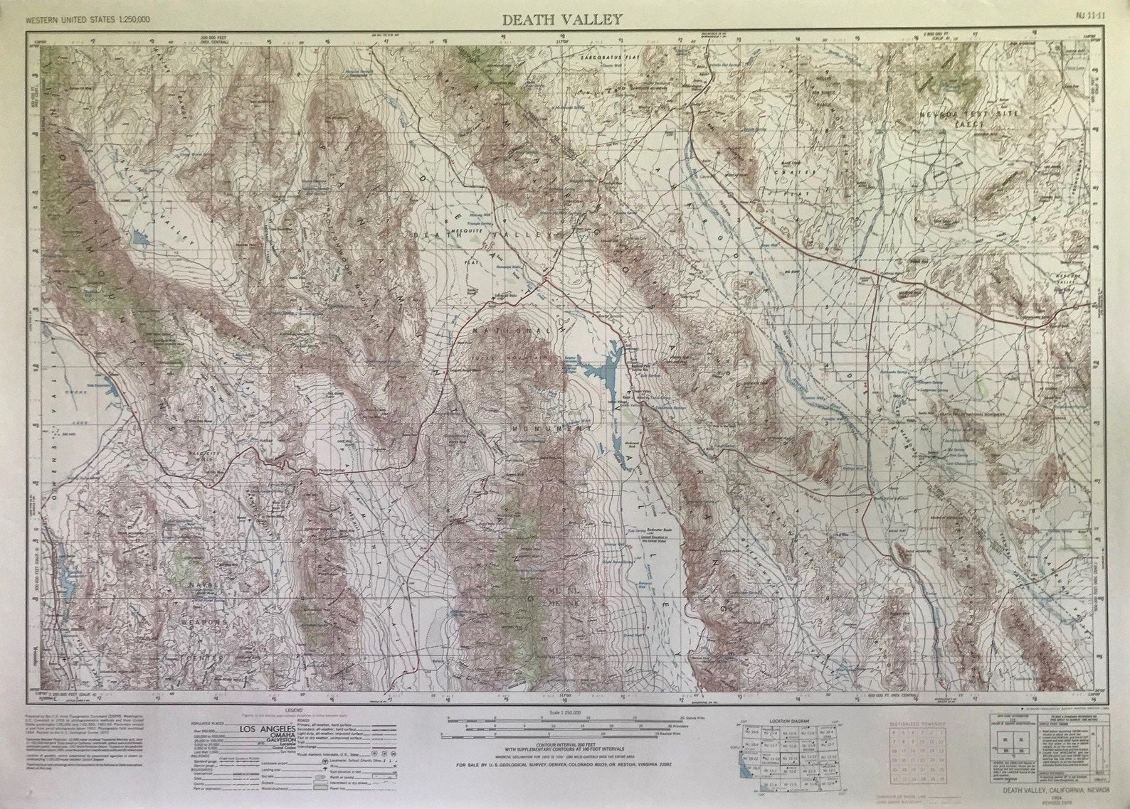 Vintage Death Valley USGS Topo Map Etsy