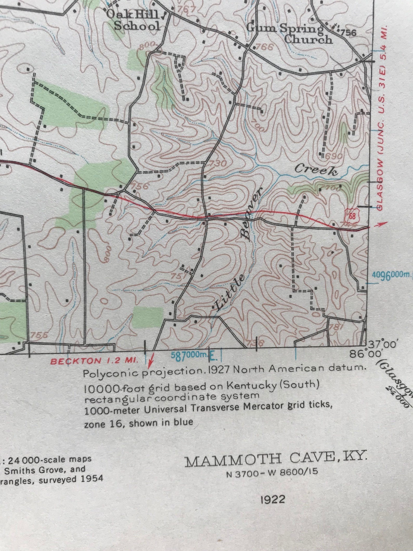 Vintage Mammoth Cave Kentucky USGS topographical map Etsy