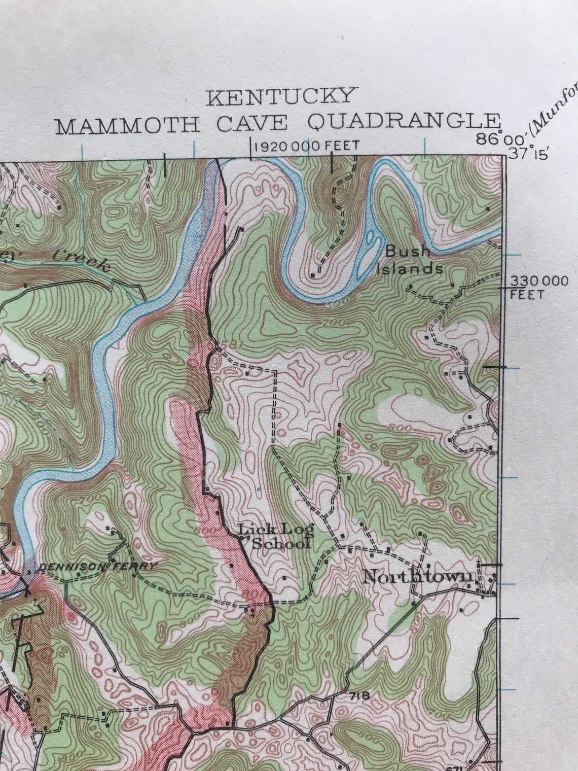 Vintage Mammoth Cave Kentucky USGS topographical map Etsy