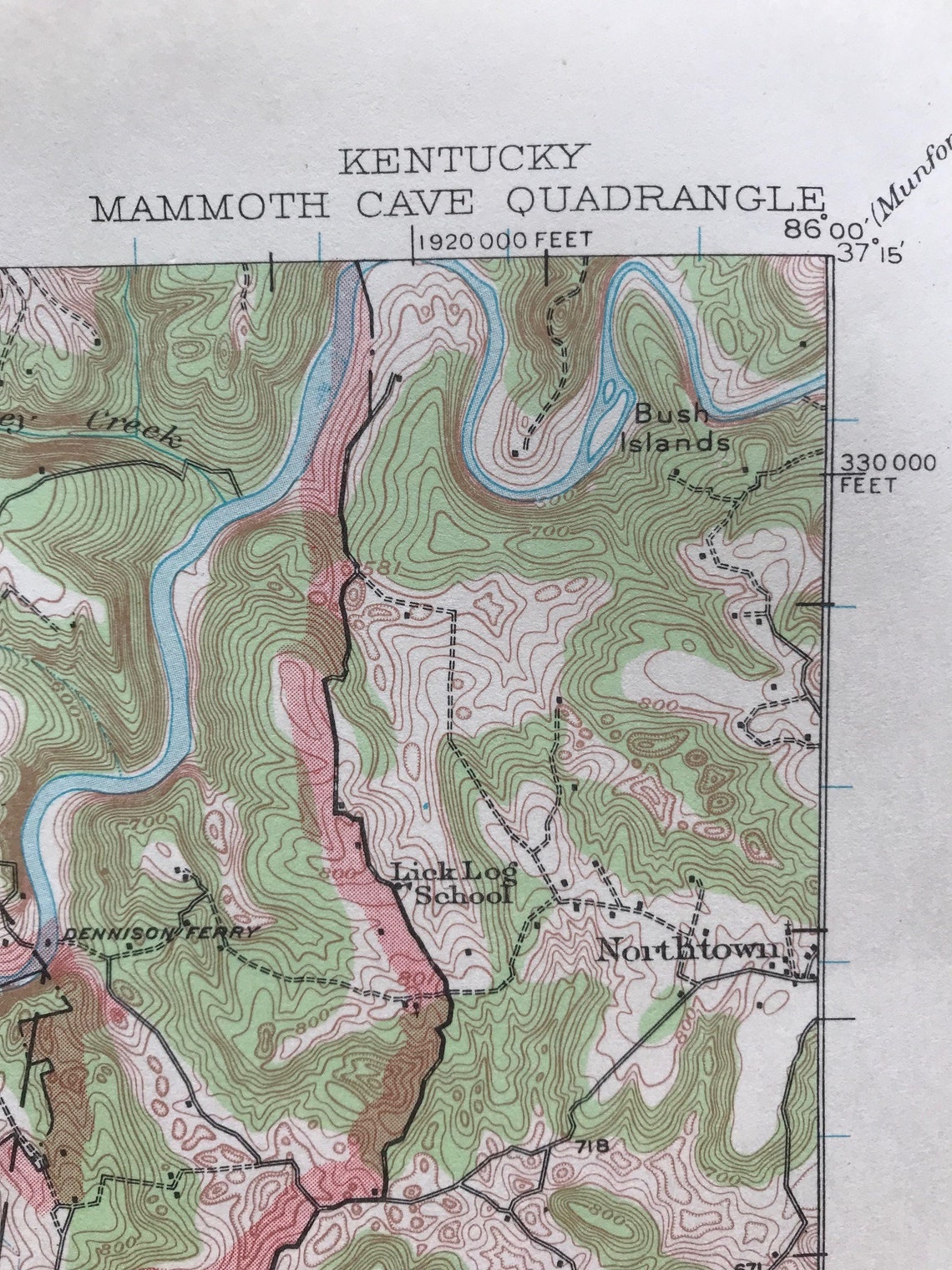 Vintage Mammoth Cave Kentucky Usgs Topographical Map Etsy