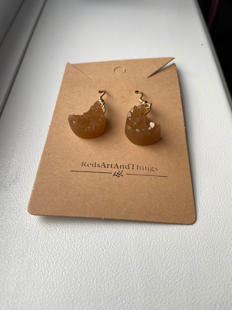 Caramel Moon Geode Earrings