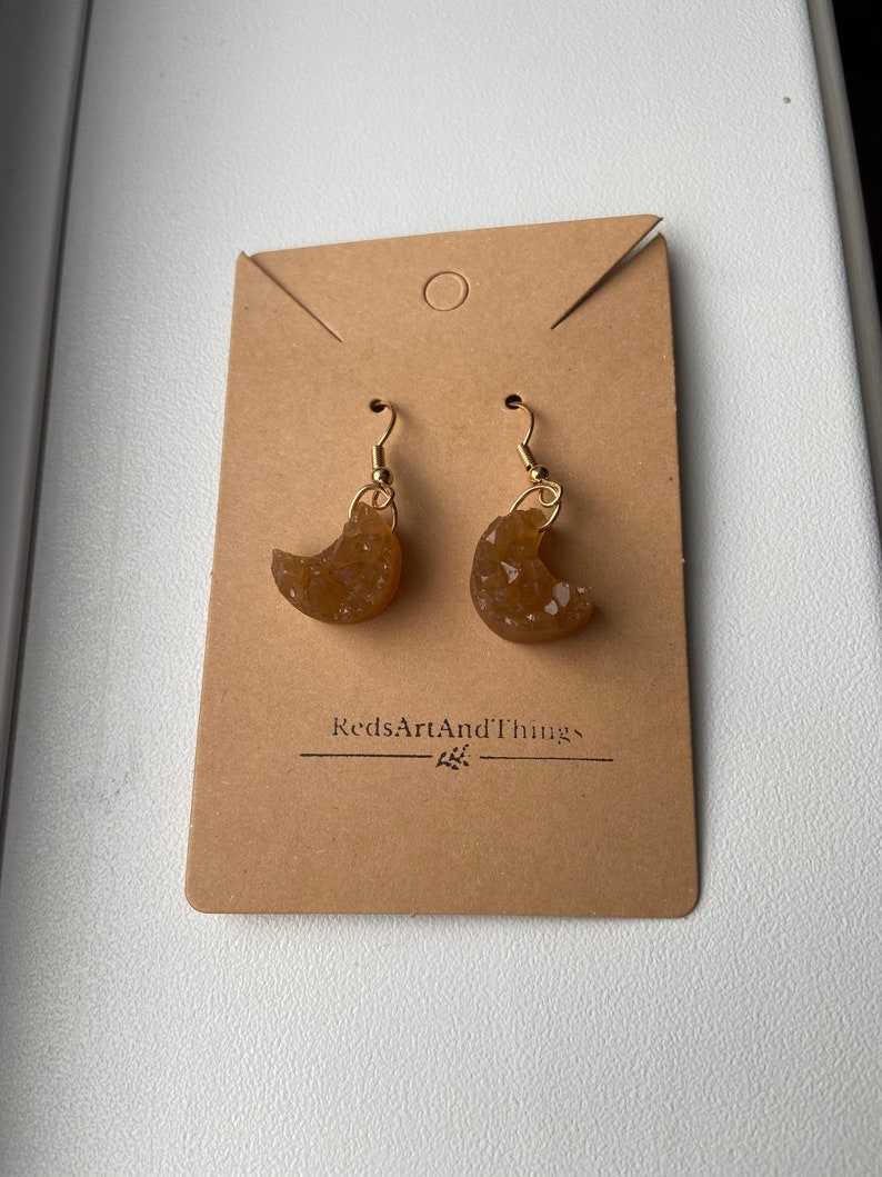 Caramel Moon Geode Earrings