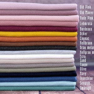 Waffle knit jersey 0.5 m made of 100% cotton fabric, plain cotton jersey image 1