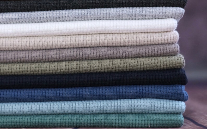 Waffle knit jersey 0.5 m made of 100% cotton fabric, plain cotton jersey image 3