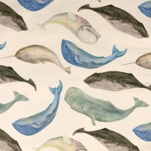 Jersey Baumwollstoff Sea Animals Wale, Baumwolljersey floral, Sommer-Jersey, Jersey für Kinder