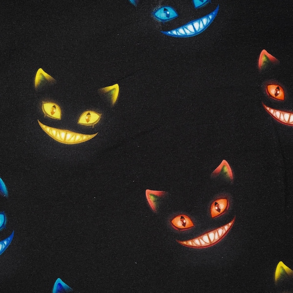 Jersey Baumwollstoff Geisterkatzen Ghost Cats, schwarze Katzen, Jungsstoffe, Baummwolljersey