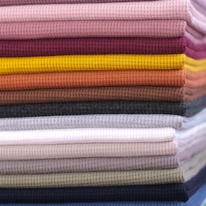 Waffle knit jersey 0.5 m made of 100% cotton fabric, plain cotton jersey image 4