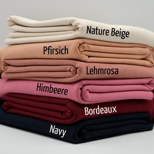 Jersey Uni 0.5 meter cotton nature beige, peach, clay pink, raspberry, burgundy, navy