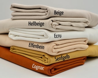 Jersey Uni 0,5 Meter Baumwolle Beige, Ecru, Elfenbein, Senfgelb, Cognac