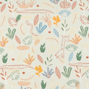 Jersey Baumwollstoff Safari Tiere Mint, Baumwolljersey floral, Jersey für Jungs und Mädchen