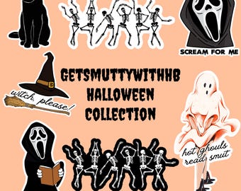 Halloween bookish stickers, kindle stickers, book merch, skeleton, ghost, hot ghouls, scream for me, water bottle sticker, tbr sticker