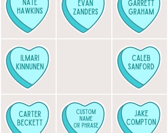 Hockey romance candy heart stickers, holographic, hockey romance era, sports romance, booktok, bookstagram, bookish stickers