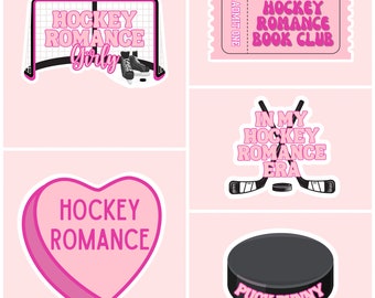 PINK Hockey romance stickers, holographic, hockey romance era, sports romance, booktok, bookstagram, bookish stickers