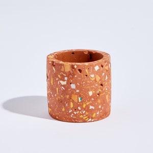 Tiny brown terrazzo pot