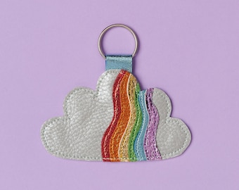 Glitter rainbow cloud keyring