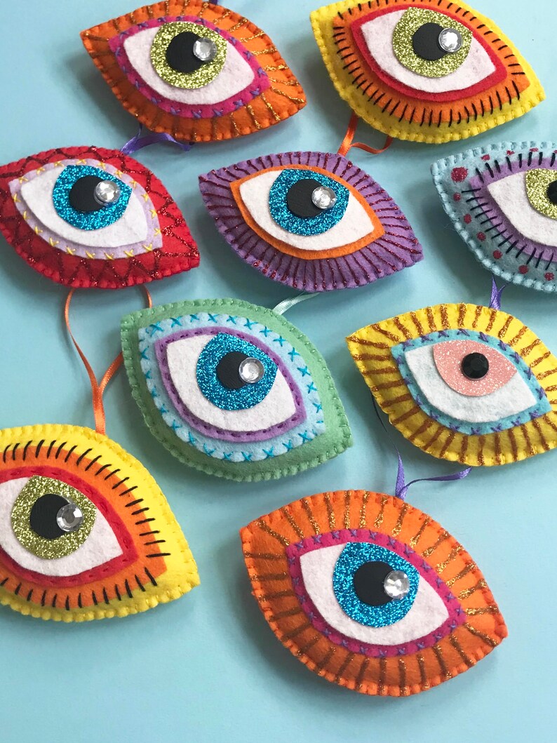 Felt Eye Decoration Green & Blue Etsy