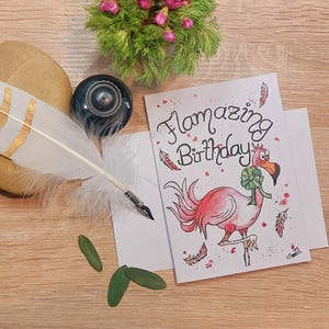 Geburtstagskarte/Klappkarte Flamingo