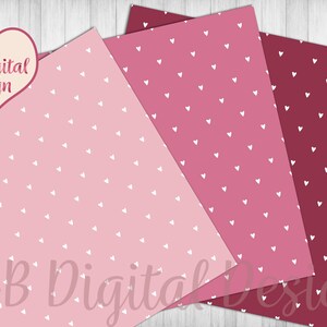 Valentine Hearts Digital Paper | Pink & Red Boho Love Hearts ...