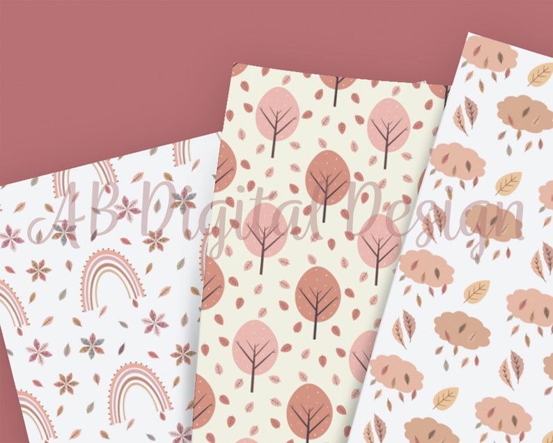 Autumn/fall Digital Paper Backgrounds Pink Autumn Tones | Etsy