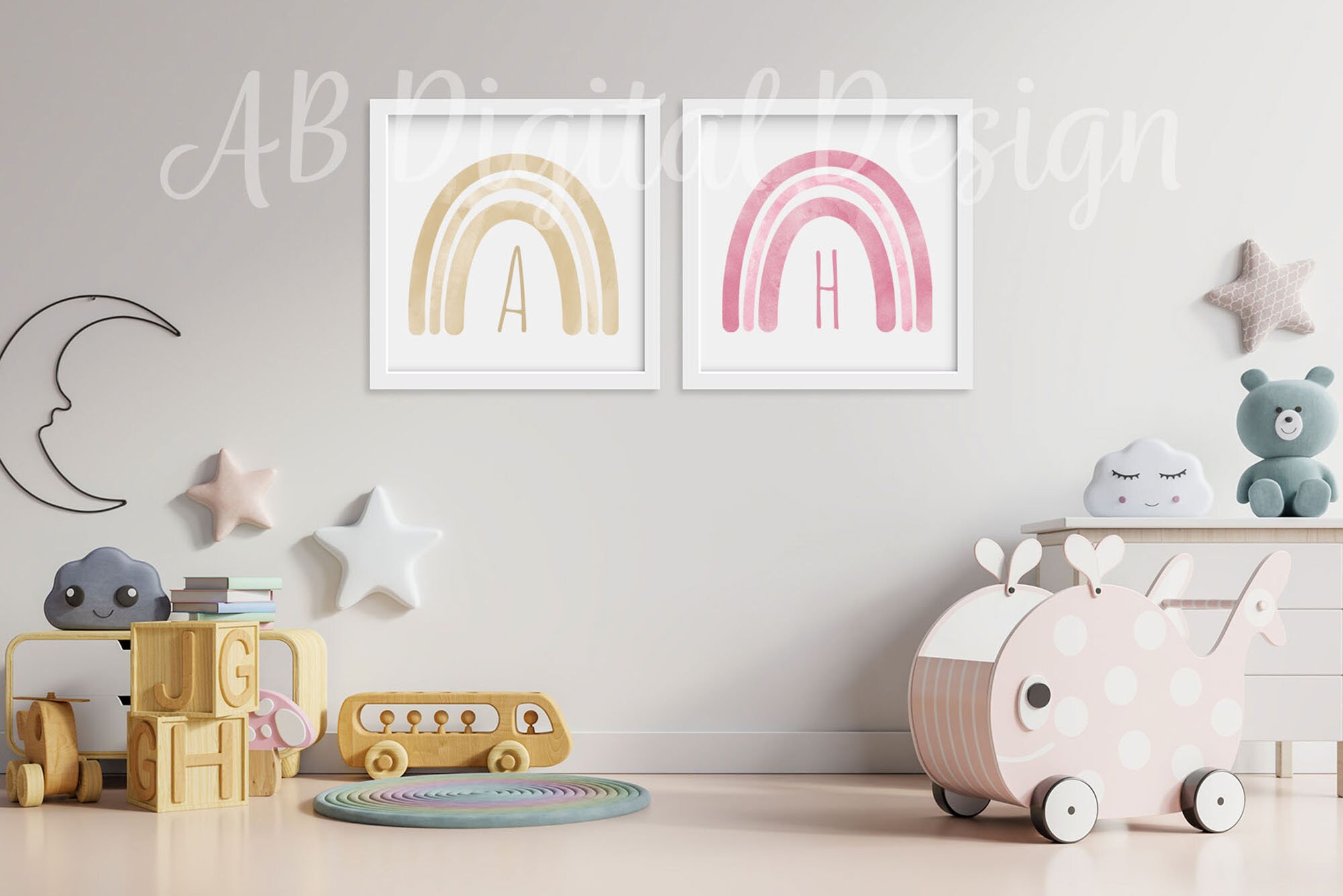 Watercolor Rainbows Clipart Baby Nursery Clipart Boho Rainbow Children ...