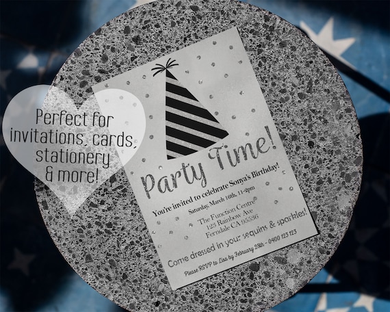 Black Party Hat Clip Art Gold Silver Spots Stripes Party