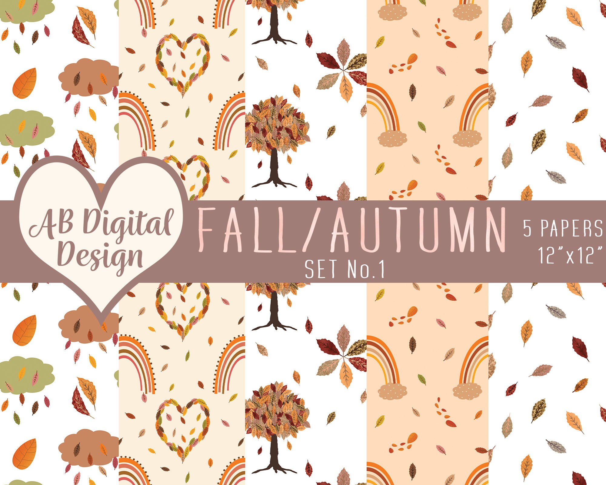 Fall/autumn Digital Paper Autumn Leaves Fall Digital Paper - Etsy