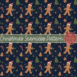 Christmas Gingerbread Digital Paper | Seamless Pattern | Christmas Cookies Printable Paper | JPEG File