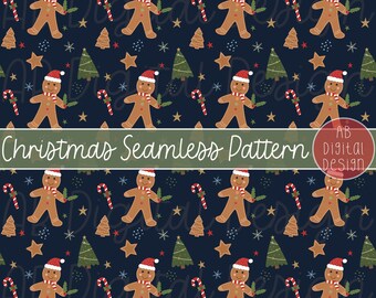 Christmas Gingerbread Digital Paper | Seamless Pattern | Christmas Cookies Printable Paper | JPEG File