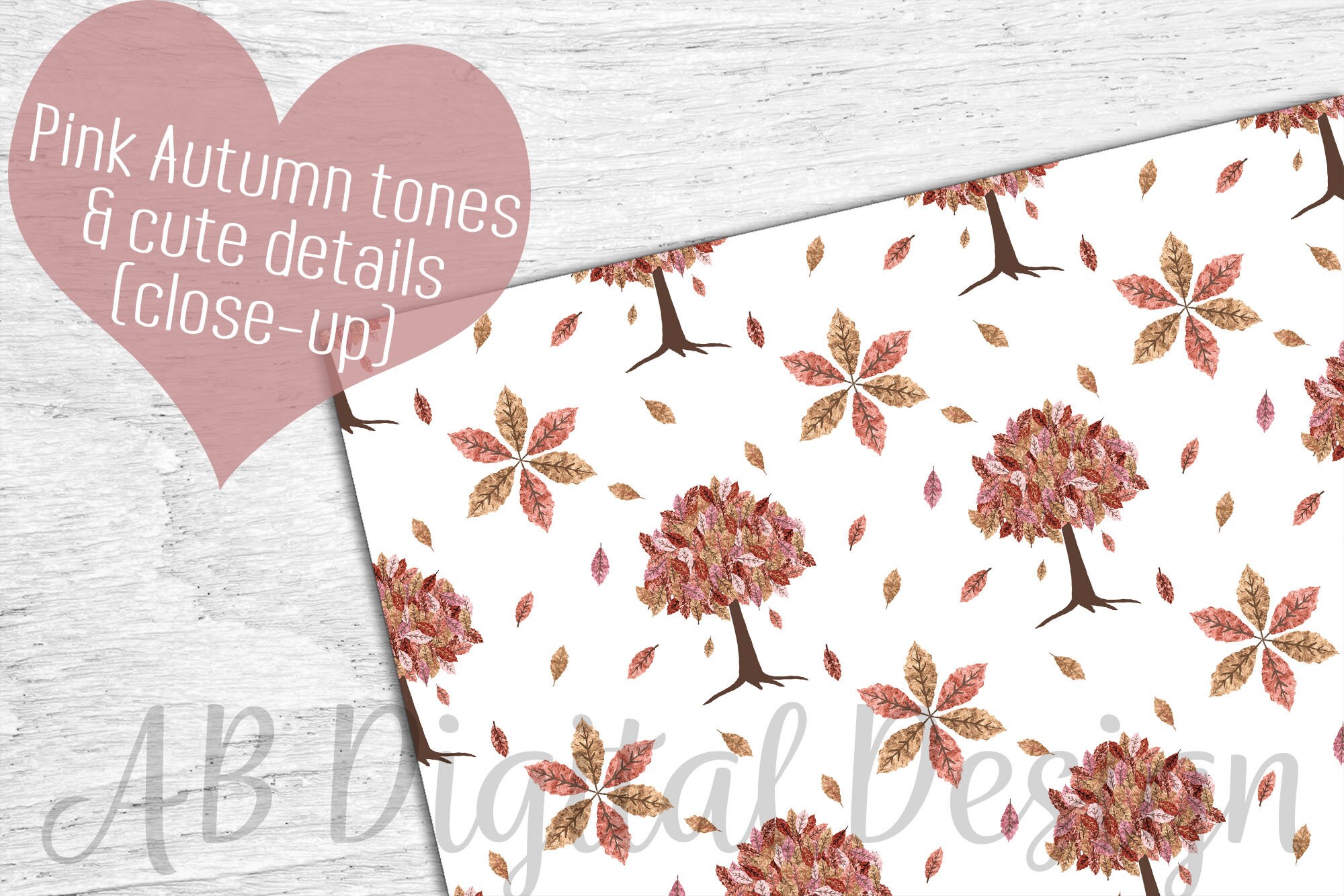 Autumn/fall Digital Paper Backgrounds | Pink Autumn Tones | Fall Leaves ...