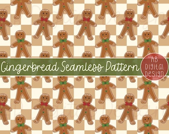 Christmas Gingerbread Digital Paper | Seamless Pattern | Christmas Cookies Background | JPEG File