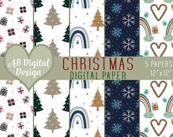 Christmas Digital Paper | Festive Season | Christmas Colors | Cute Christmas Digital Paper | Christmas Backgrounds | JPEG Files