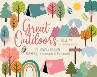 Outdoors Nature Clipart | Camping, Trees, Tents, Mountains | Outdoor ...