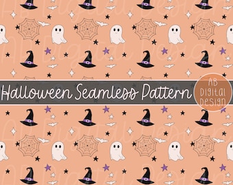 Cute Halloween Digital Paper Background | Halloween Seamless Pattern | JPEG File