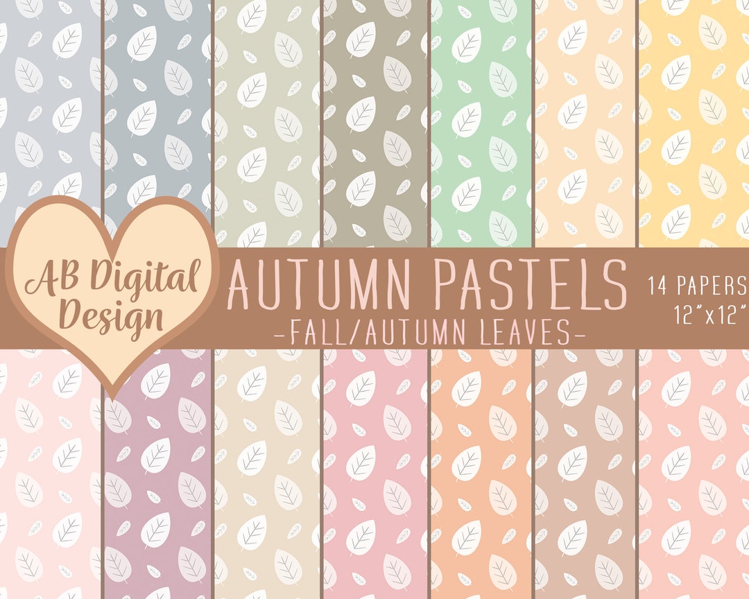 Pastel Fall/autumn Digital Paper Backgrounds | Pastel Autumn Leaves ...