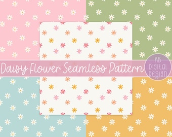 Daisy Flowers Digital Paper Background | Pastel Floral Daisies Seamless Pattern | Spring Baby Shower | Spring Digital Paper | JPEG Files