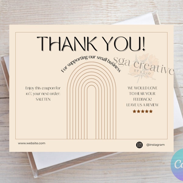 Dankeskarte - Small Business - Beipackzettel - retro - funky - printable - einfach - Minimalistisch - Modern - sgacreativestudio