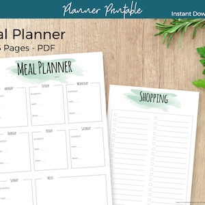 Weekly Meal Planner And Shopping List Printable, A4 PDF, Landscape And Portrait, Instant Download Comes In 6 Colors